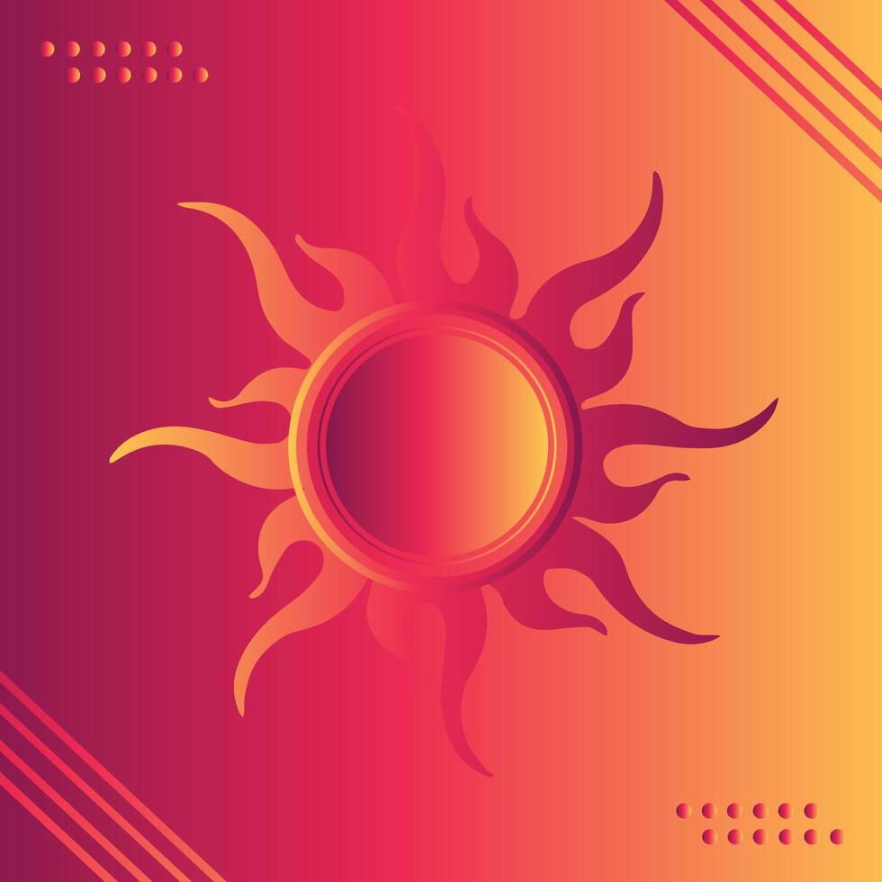 Groovy, hippie, retro sunny background. Abstract sunshine shapes in trendy childishly, naive art style. Contemporary summer poster, banner, template. vector