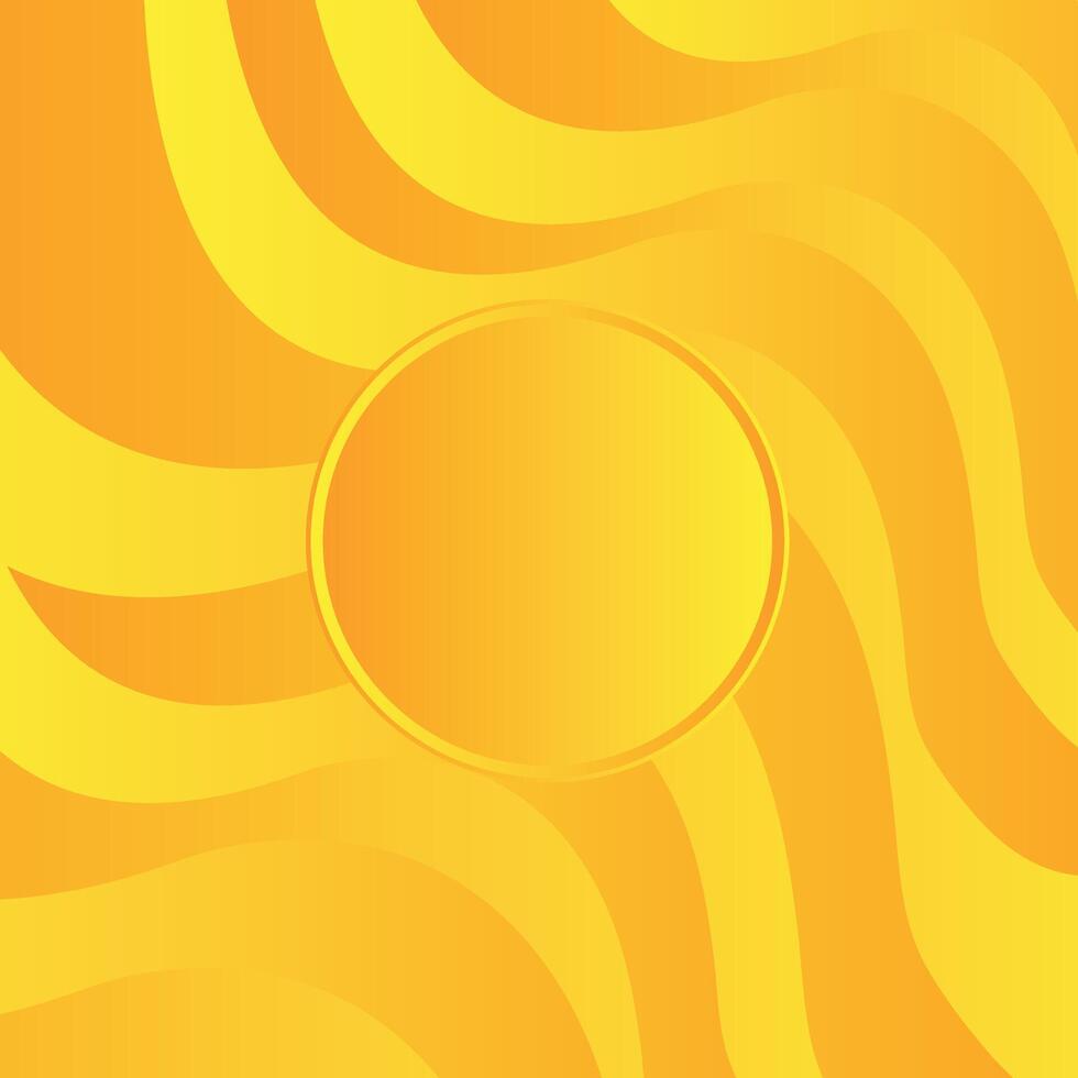Trendy wave geometric design - Yellow abstract background with circle in center vector