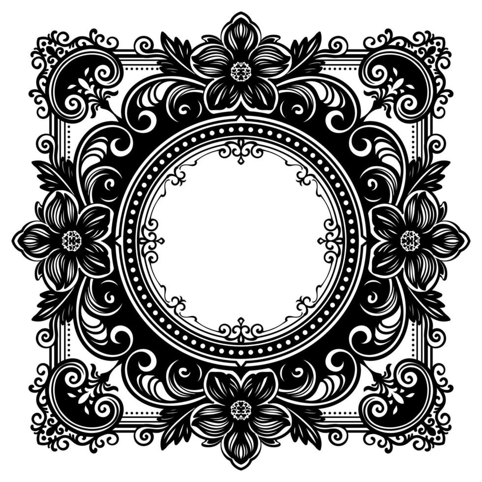 A square of floral vintage border for timeless design projects. vector
