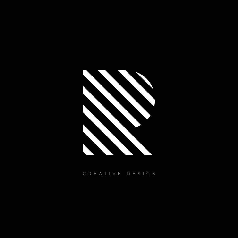 Letter design R minimal stripe brand logo vector