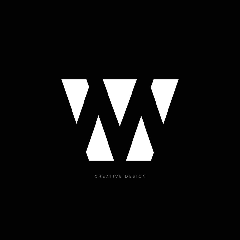 Mw negative space creative logo design vector