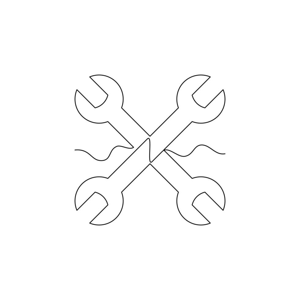 one line art wrench illustration. line art, one continuous line, simple, hand drawn and sketch style. for icons, symbols, signs or logos vector