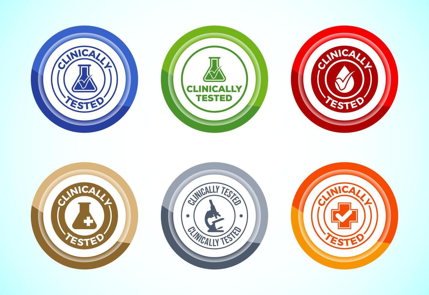 Clinically tested icon design, Clinically proven sign, Button Design Set vector