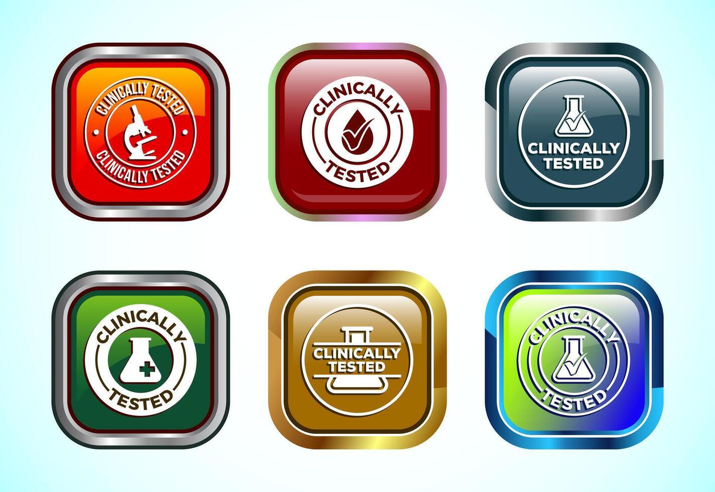 Clinically tested icon design, Clinically proven label sign, Button Design Set vector