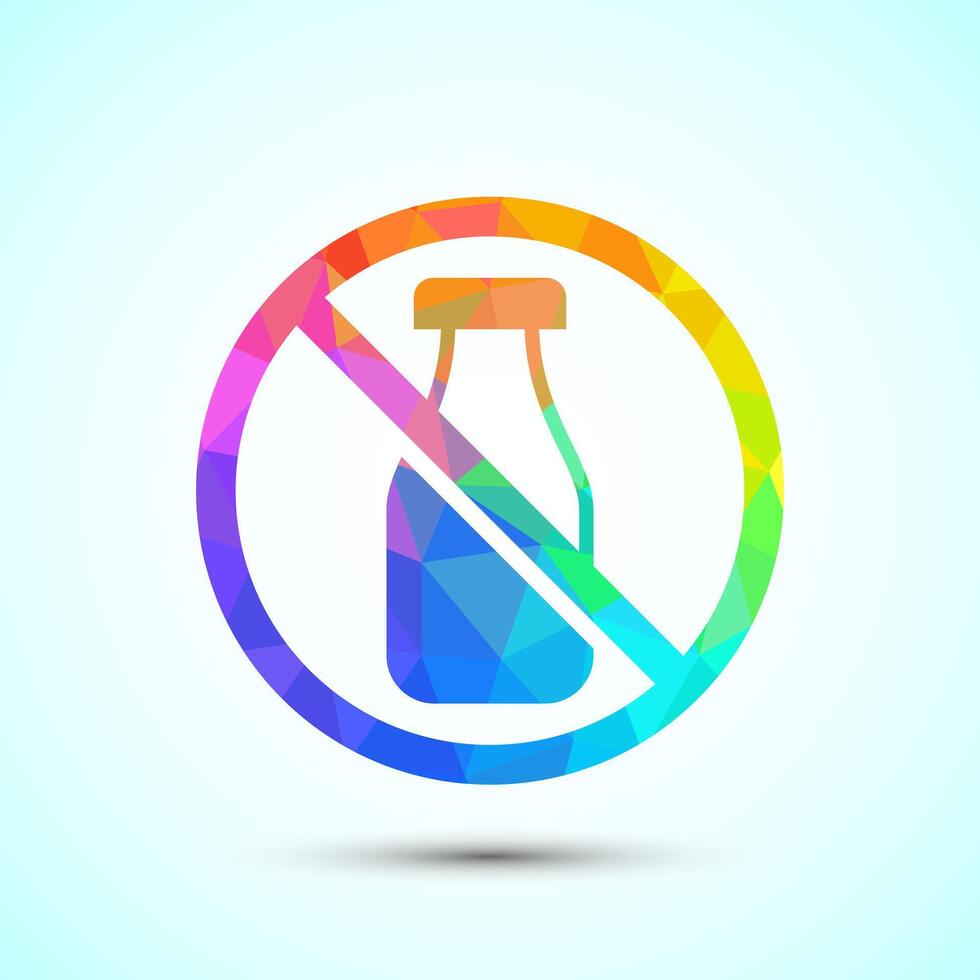 Lactose free icon design, healthy food concept, low poly style vector