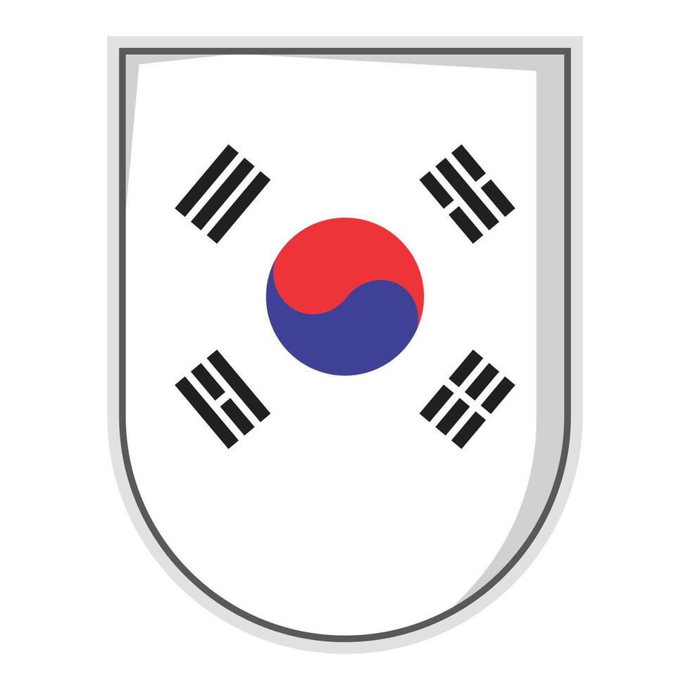 South Korean national flag shield element vector