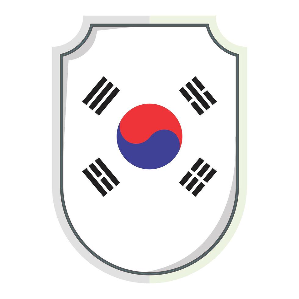 South Korean national flag shield Badge clipart vector