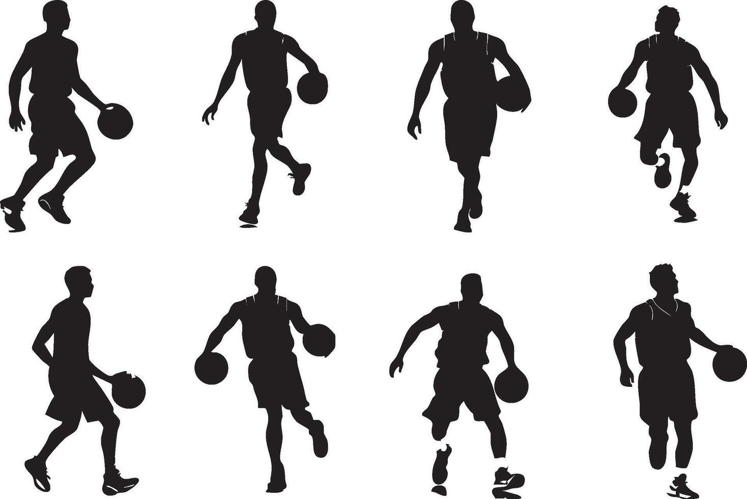 Basketball silhouette set with man vector