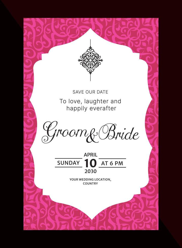 simple wedding card design vector