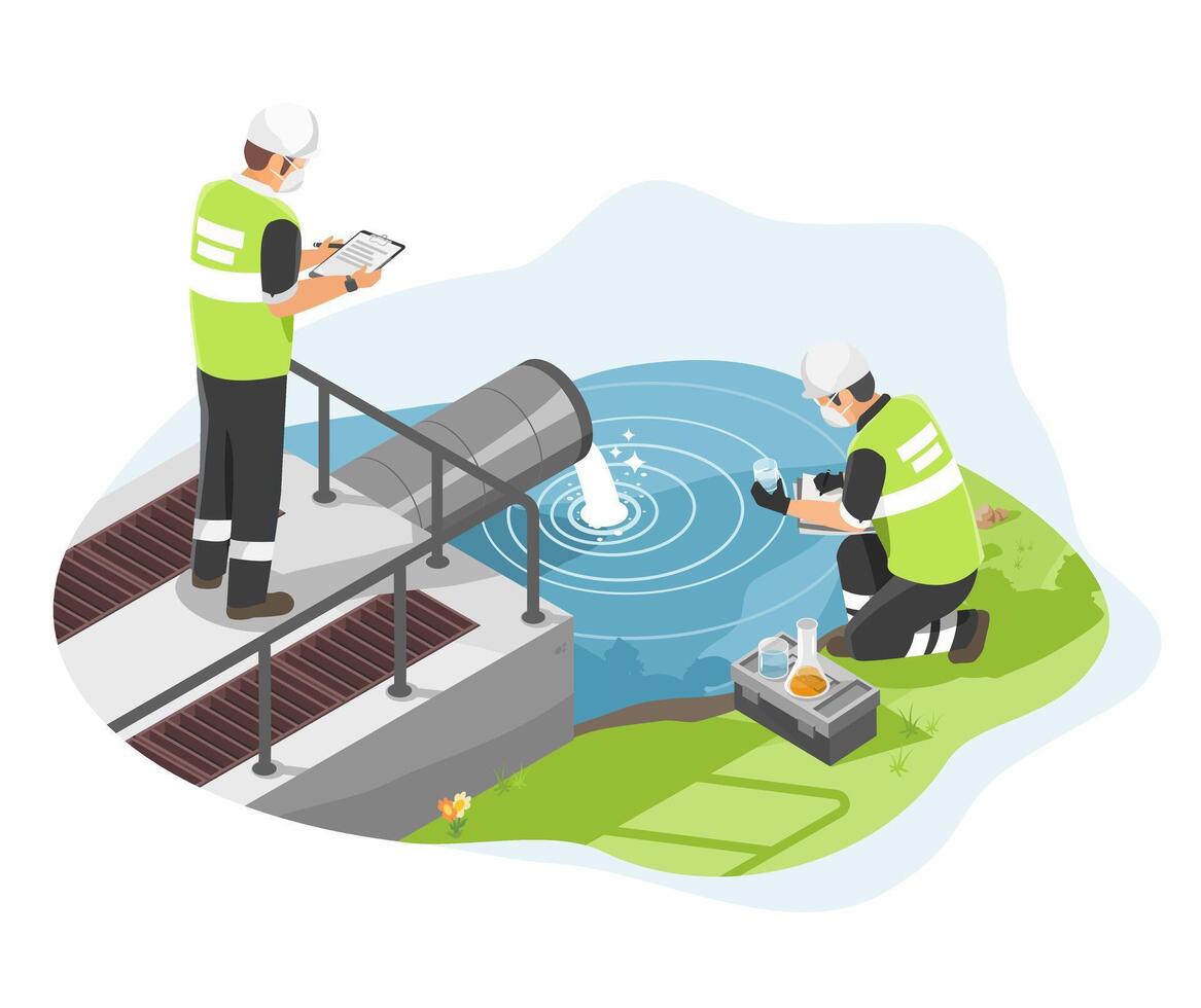 Wastewater quality from industry testing and inspection concept isometric isolated illustration vector