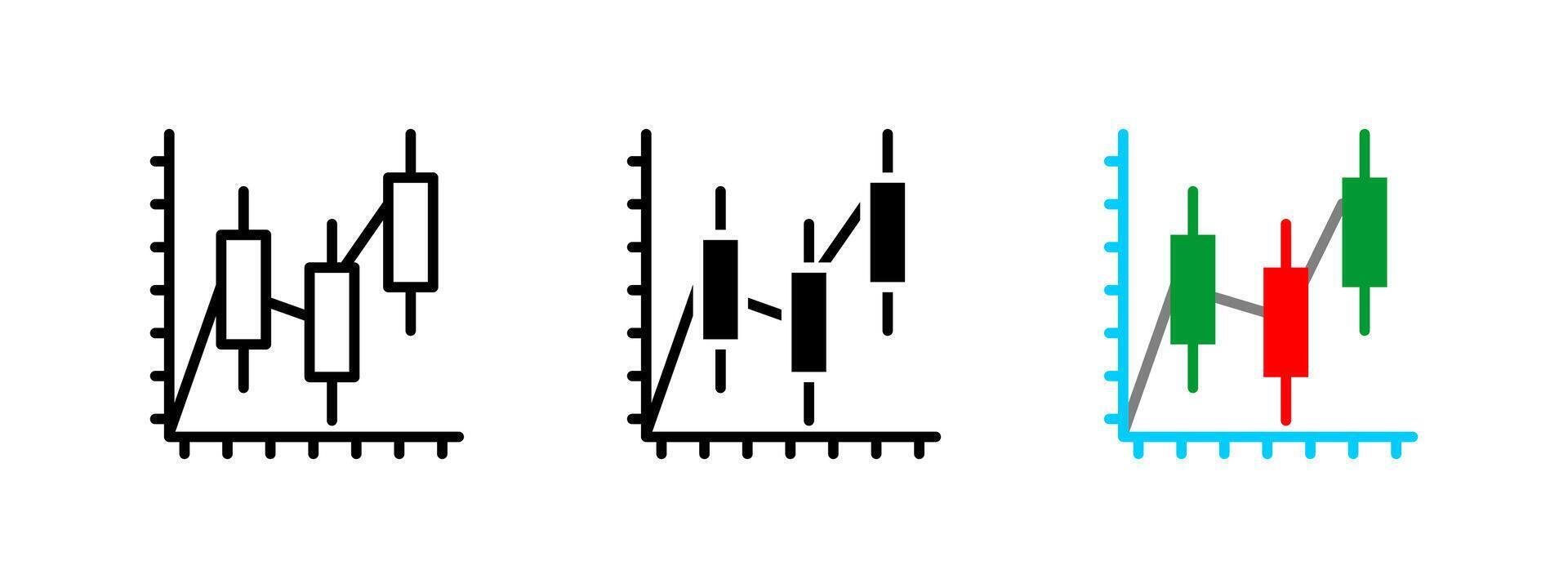 Candlestick chart icon. Bar graph illustration. Financial stock market symbol. Trading data analysis design. Business investment diagram graphic. vector