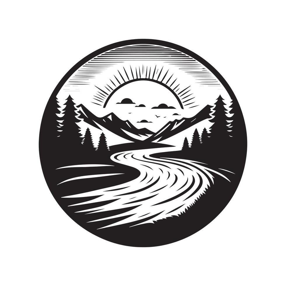 Retro River Illustrations for Graphic Artists vector