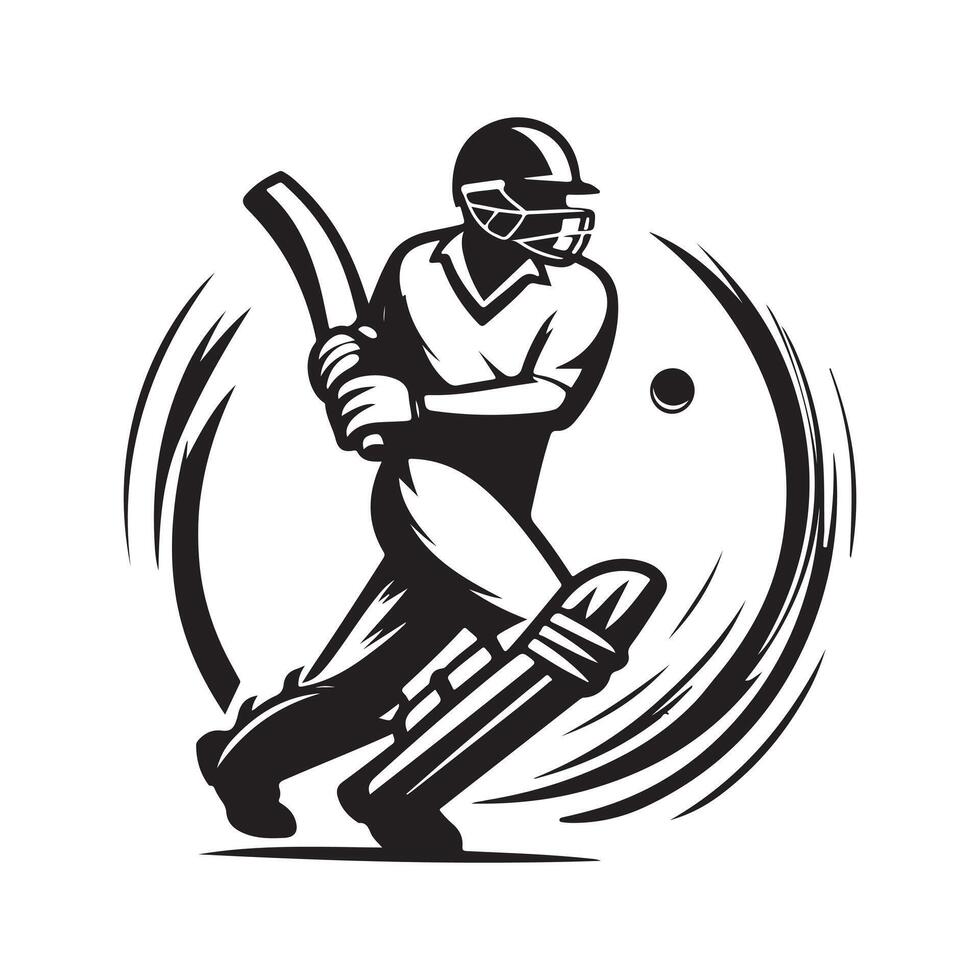 Minimal Cricket Player Silhouettes Art for Clean Designs vector