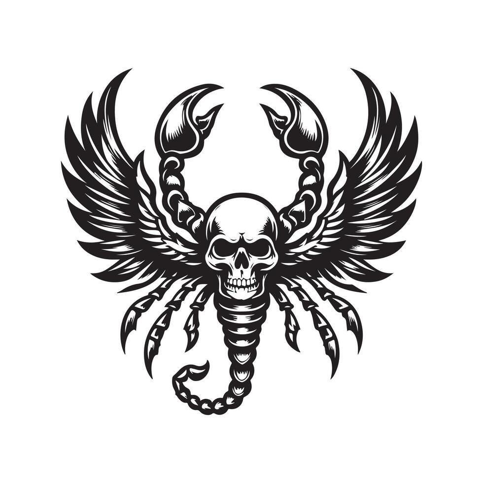 Scorpion Wings and Skull Art for Graphic Designers vector