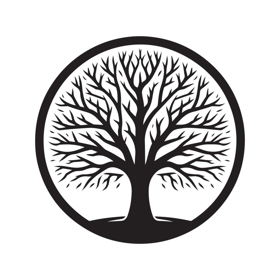 Professional Tree Without Leaves Silhouette Illustration vector