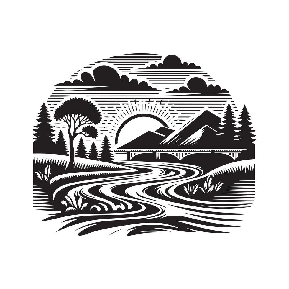 Timeless River Retro Vintage Graphics for Designers vector