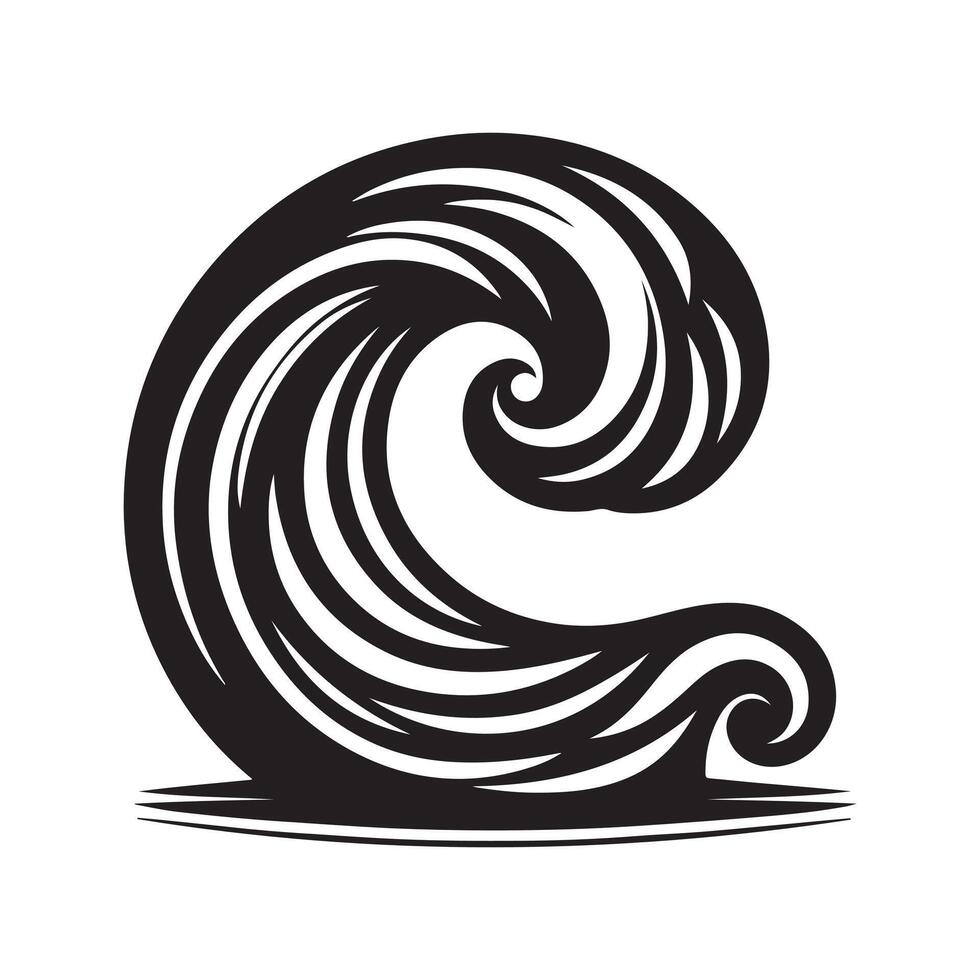 Sharp and Clean Sea Wave Retro Silhouette Designs vector