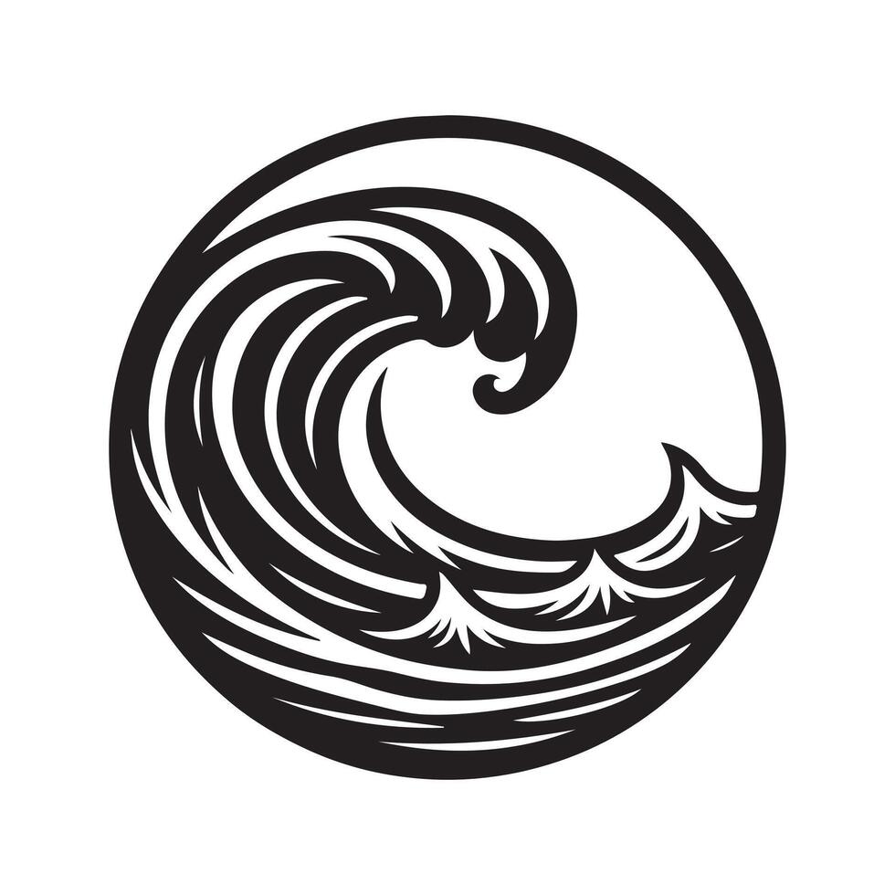 Ocean-Inspired Sea Wave Retro Silhouette Pack vector