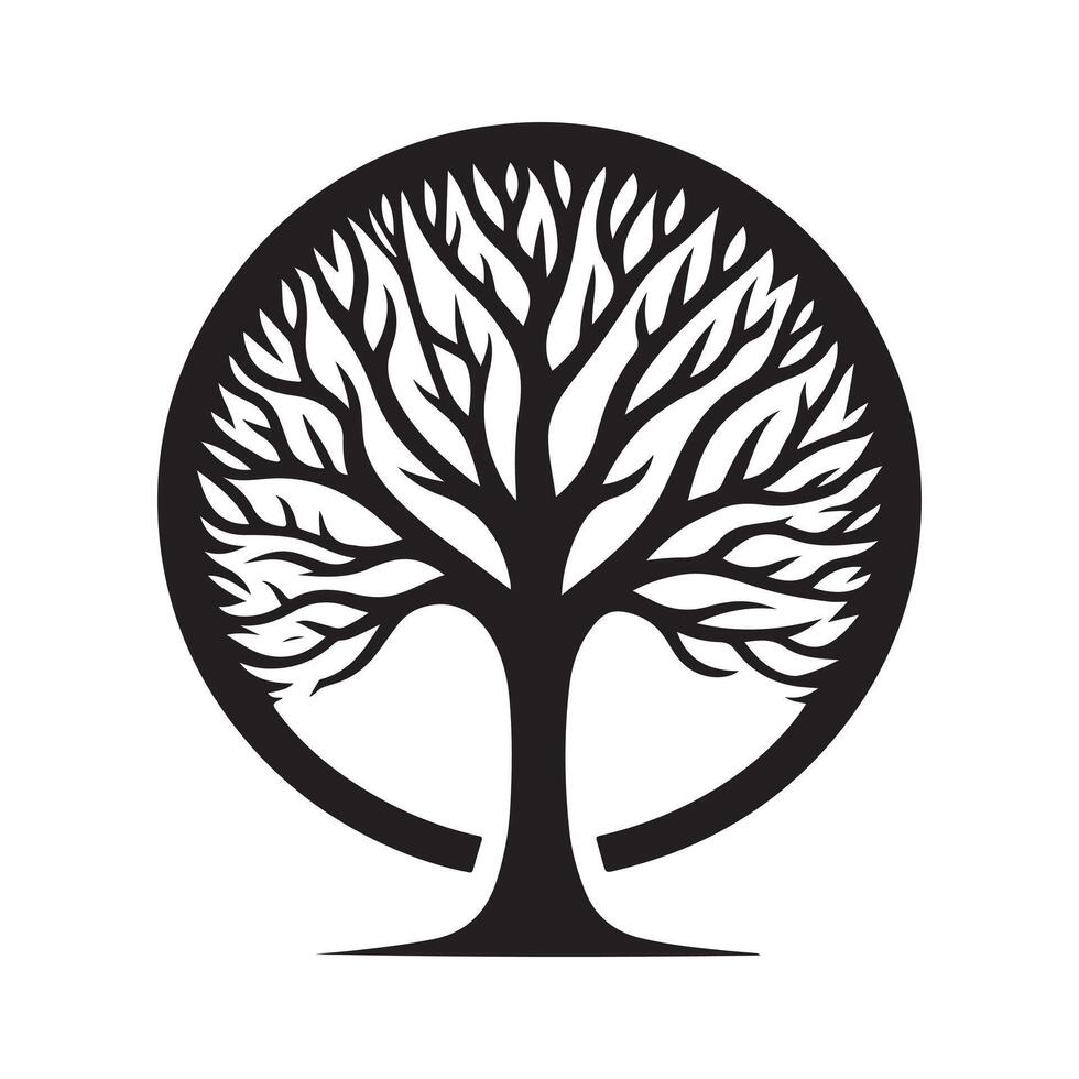 Creative Tree Without Leaves Silhouette Illustrations vector