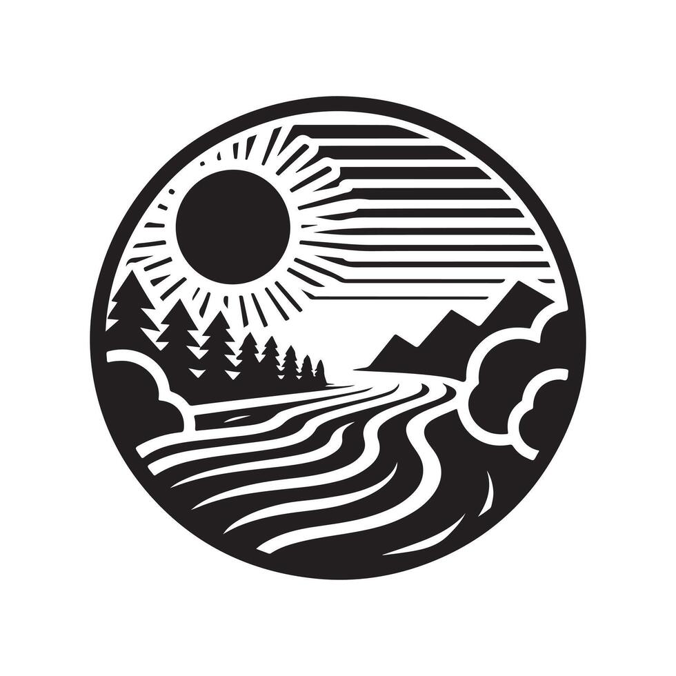 River Retro Vintage Silhouettes for Logos and Branding vector