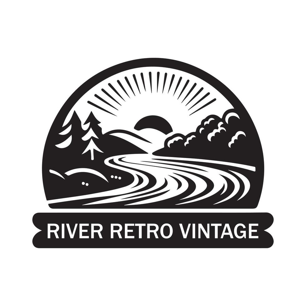 Unique River Retro Vintage Silhouette Vectors for Projects