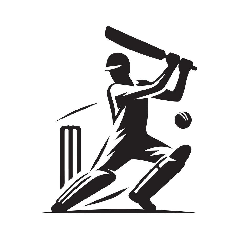 Bold Cricket Player Silhouette Vectors for Brand Identity