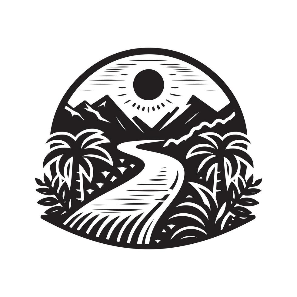 Best River Retro Vintage Silhouettes Set for Creatives vector