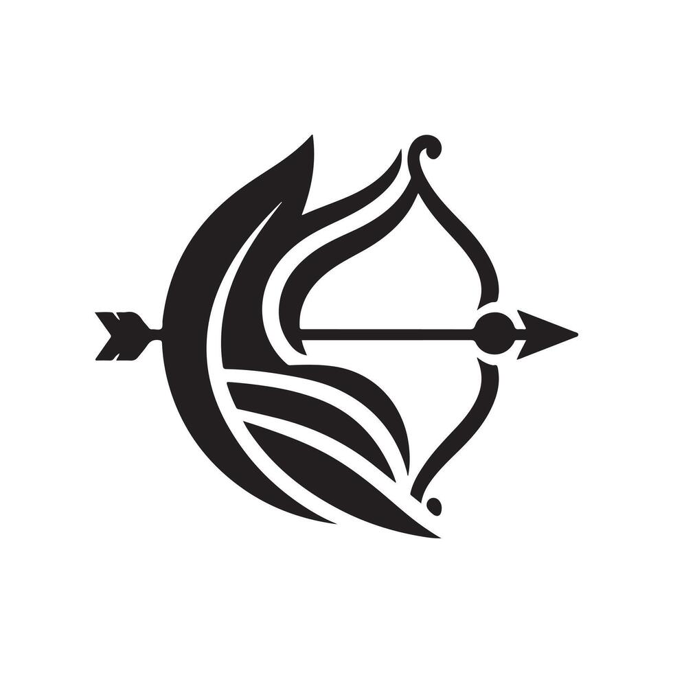 Artistic Bow and Arrow Silhouettes for Digital Art vector