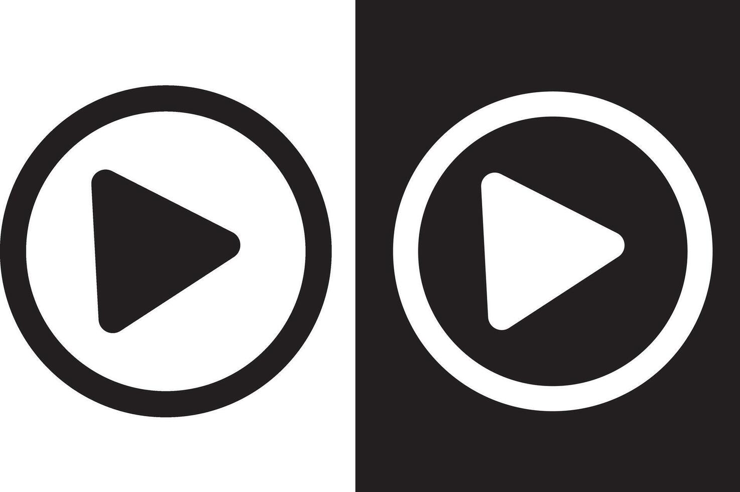 Minimalistic Black and White Play Button Icon vector