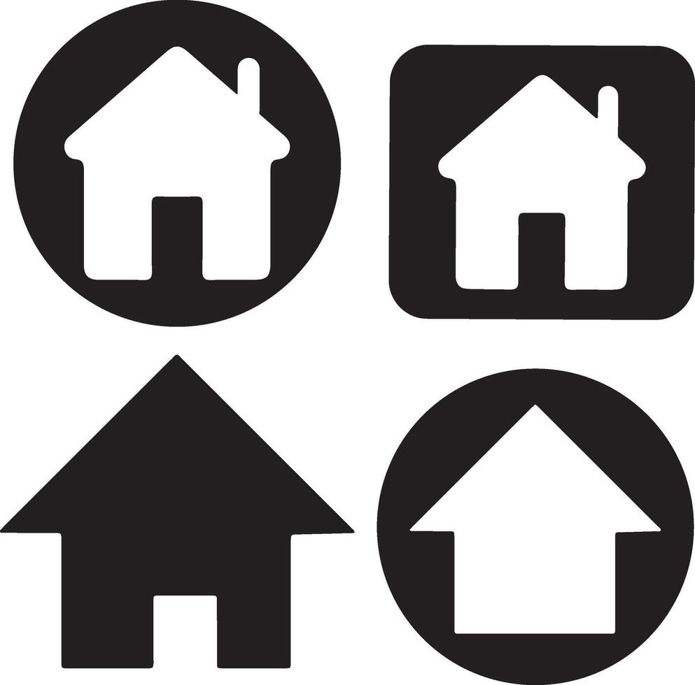 Black and White Home Icon Set vector