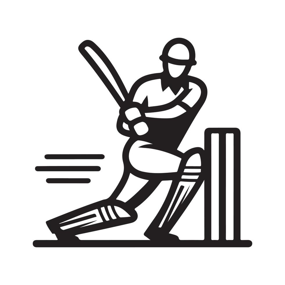 Cricket Player Silhouette Illustrations for Professional Designs vector