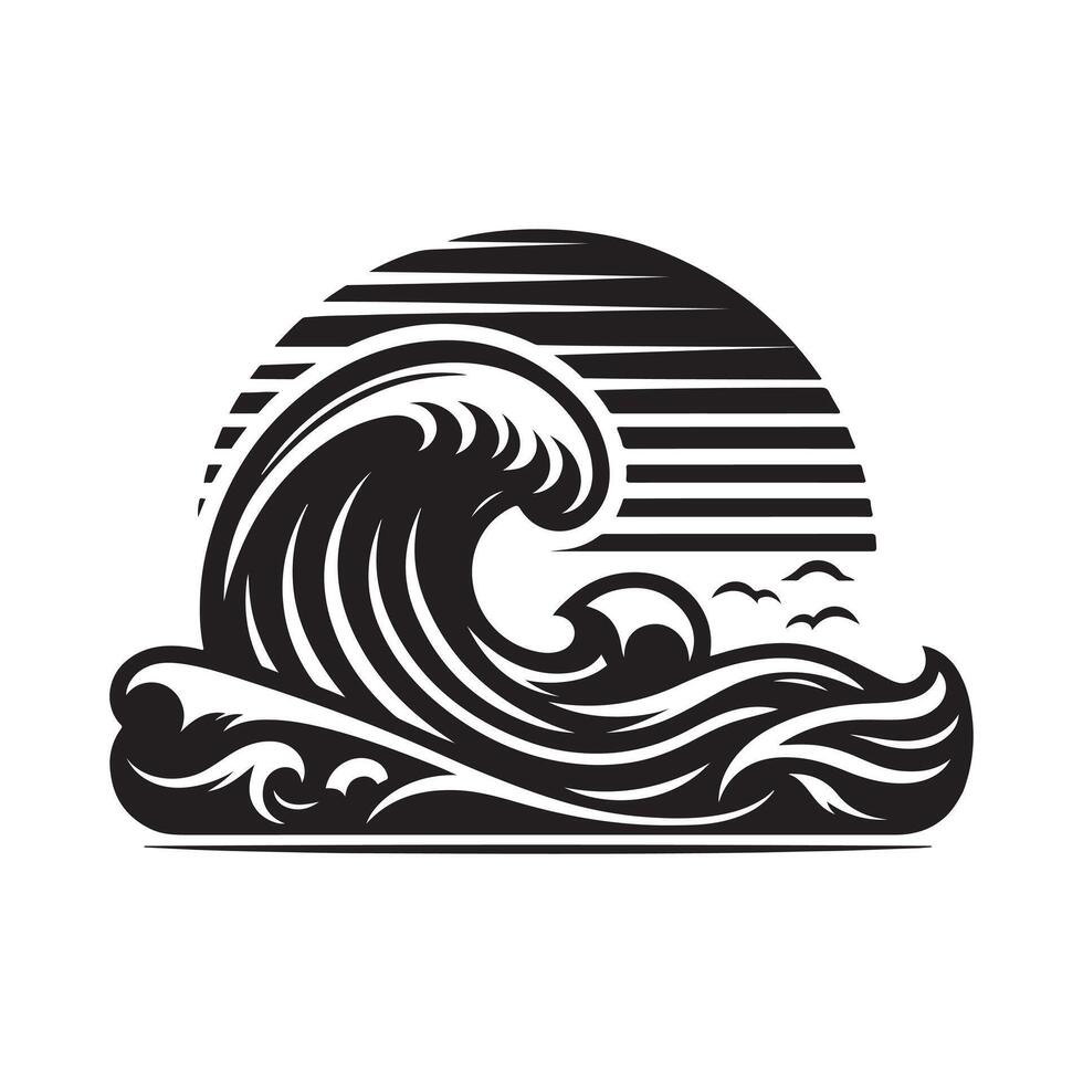 Stunning Sea Wave Silhouette Designs for Branding vector