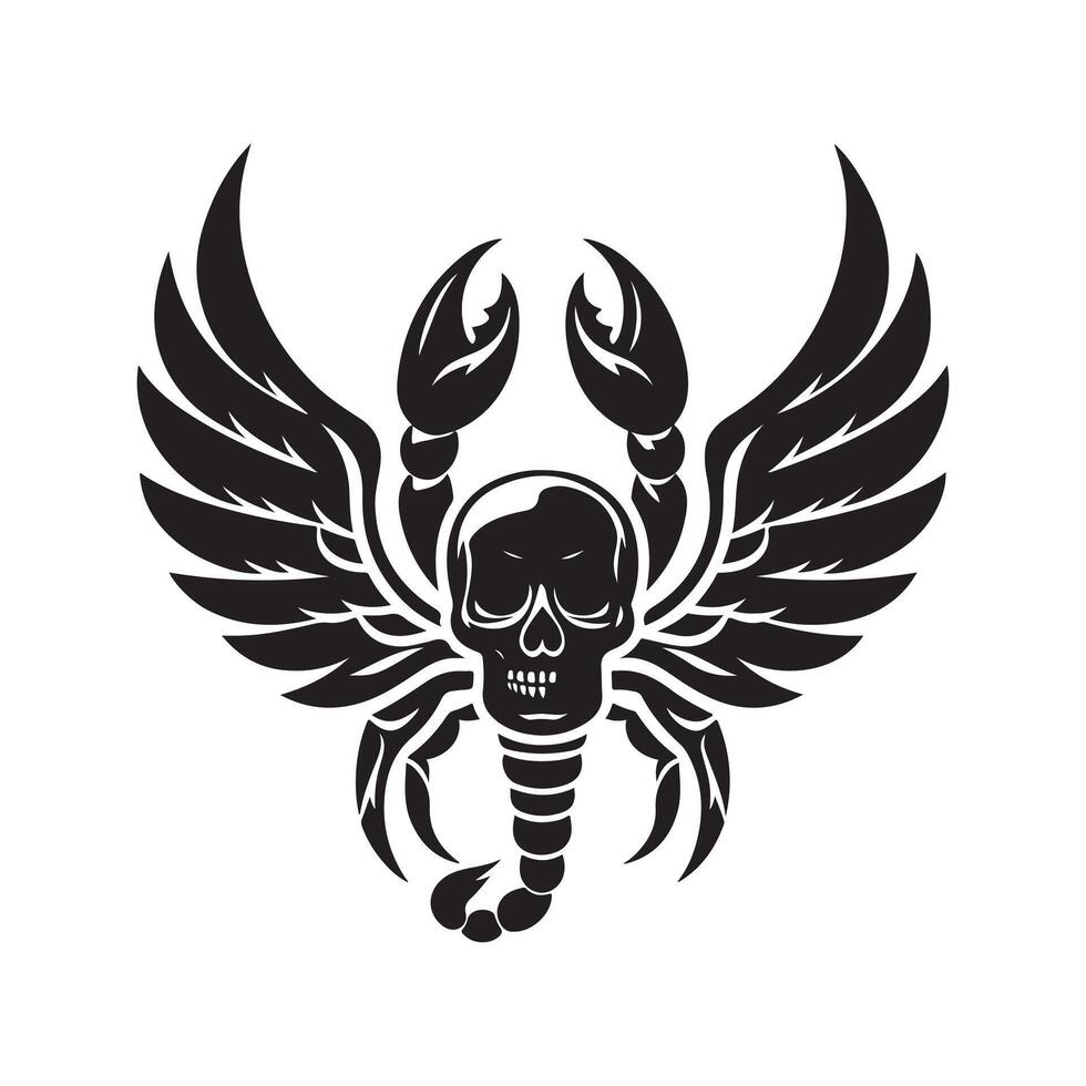 Scorpion Wings with Skull Silhouette for Commercial Use vector
