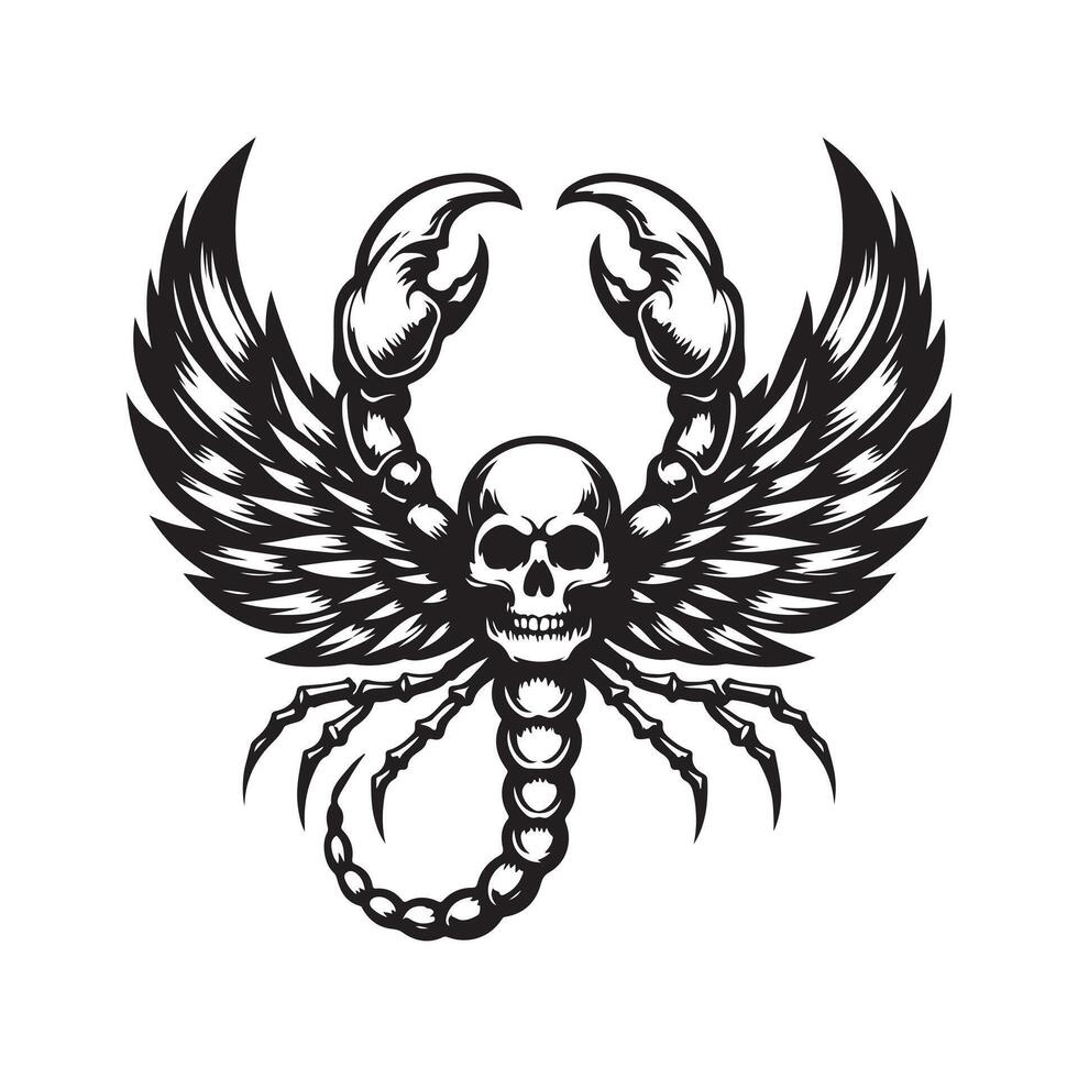 High-Quality Scorpion Wings and Skull Silhouette for Websites vector