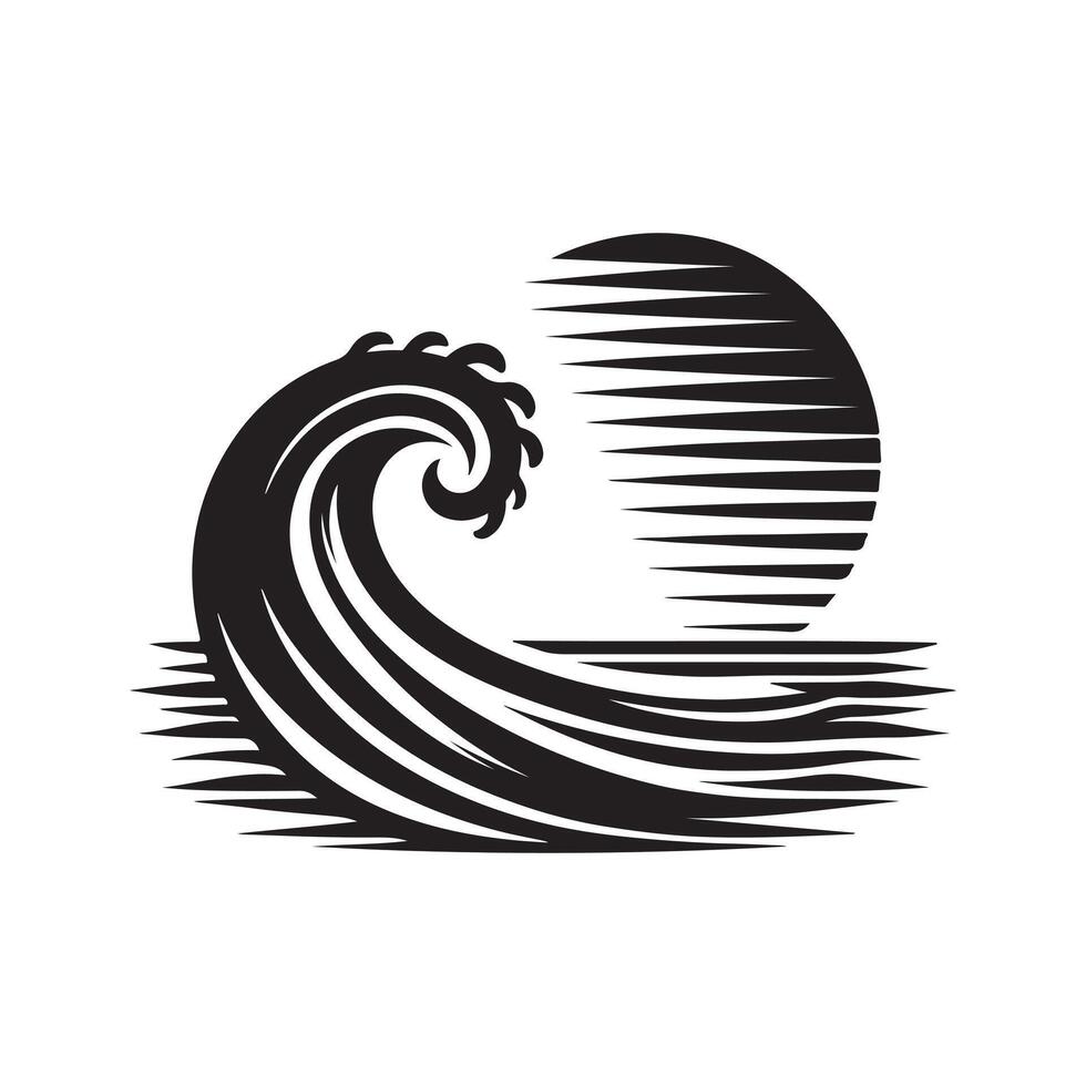 High-Resolution Sea Wave Silhouette Vectors Elements