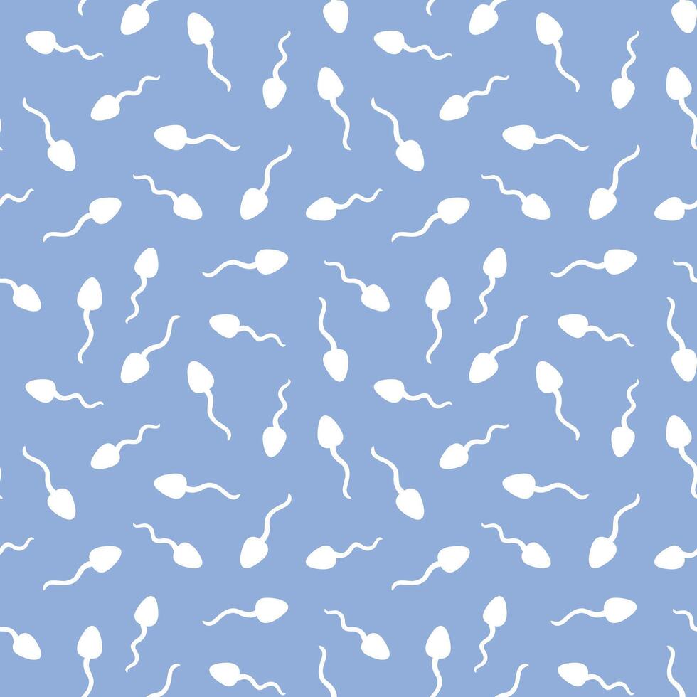 Spermatozoon seamless pattern on blue background vector