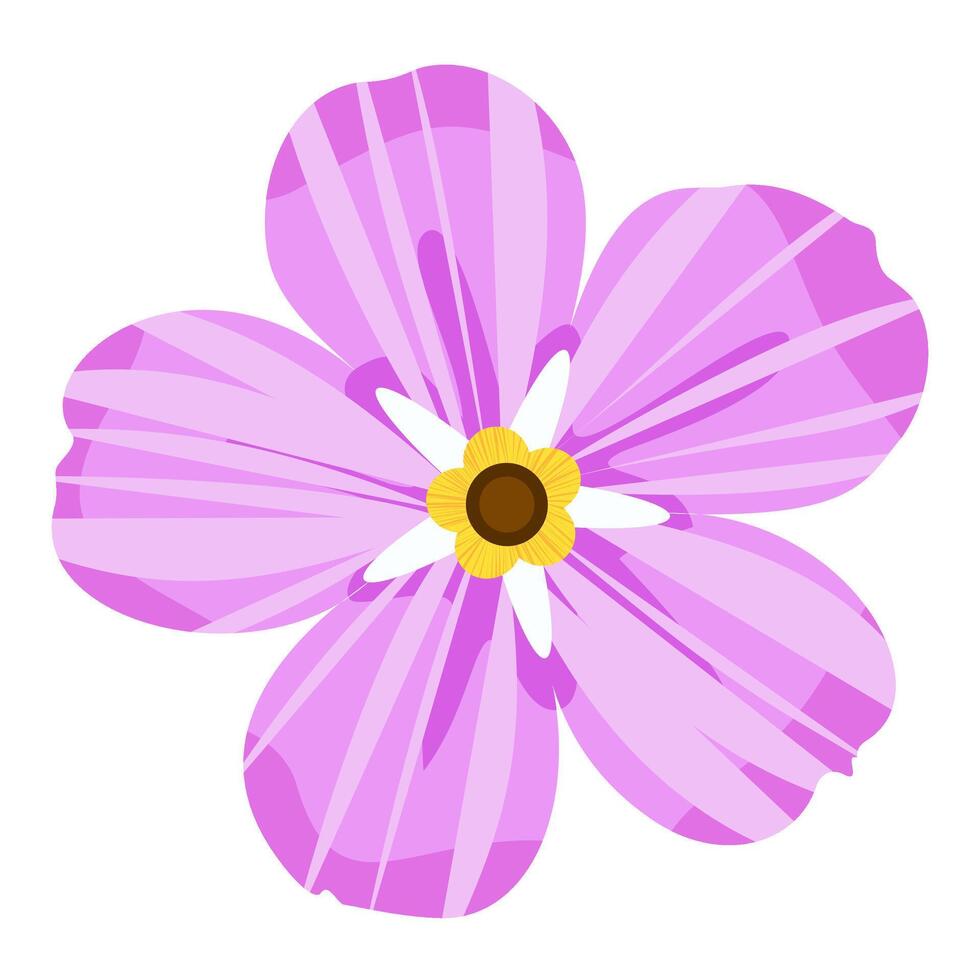 Pink flower isolated clipart. Magenta flower isolated clipart. vector