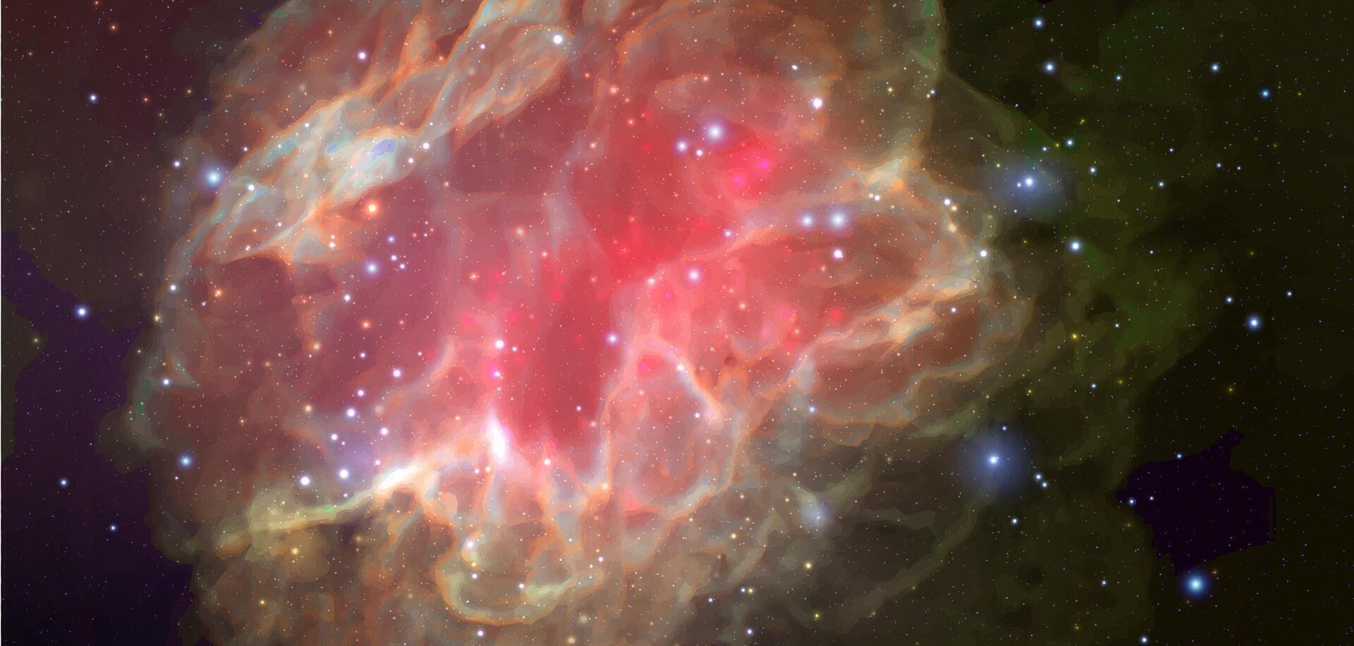 Space background with realistic nebula and shining stars. Magic colorful galaxy with stardust vector