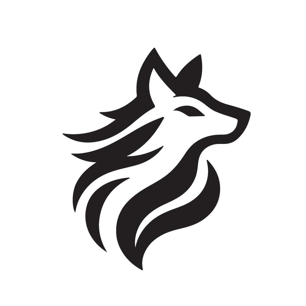 A black and white wolf logo vector