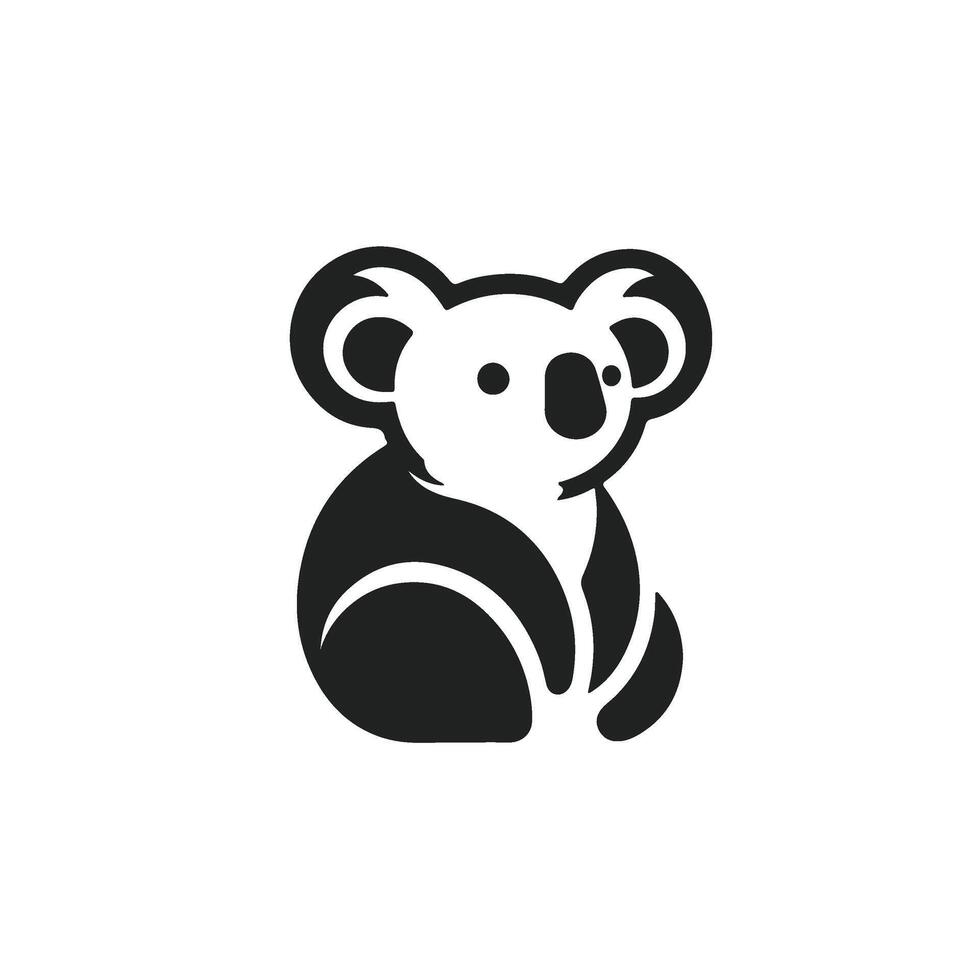 A black and white koala bear icon on a white background vector