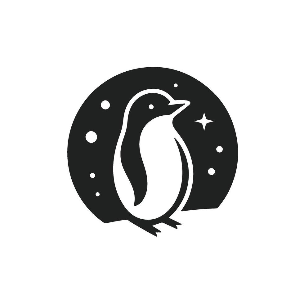 Penguin in the night sky icon vector