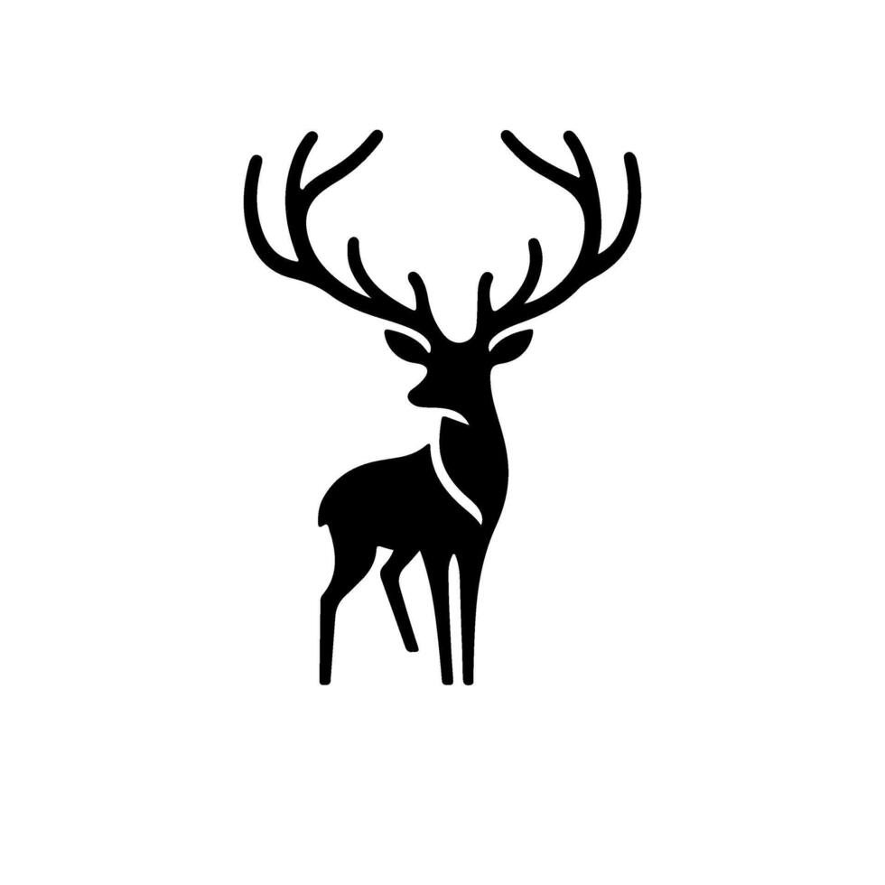 A black and white deer silhouette on a white background vector