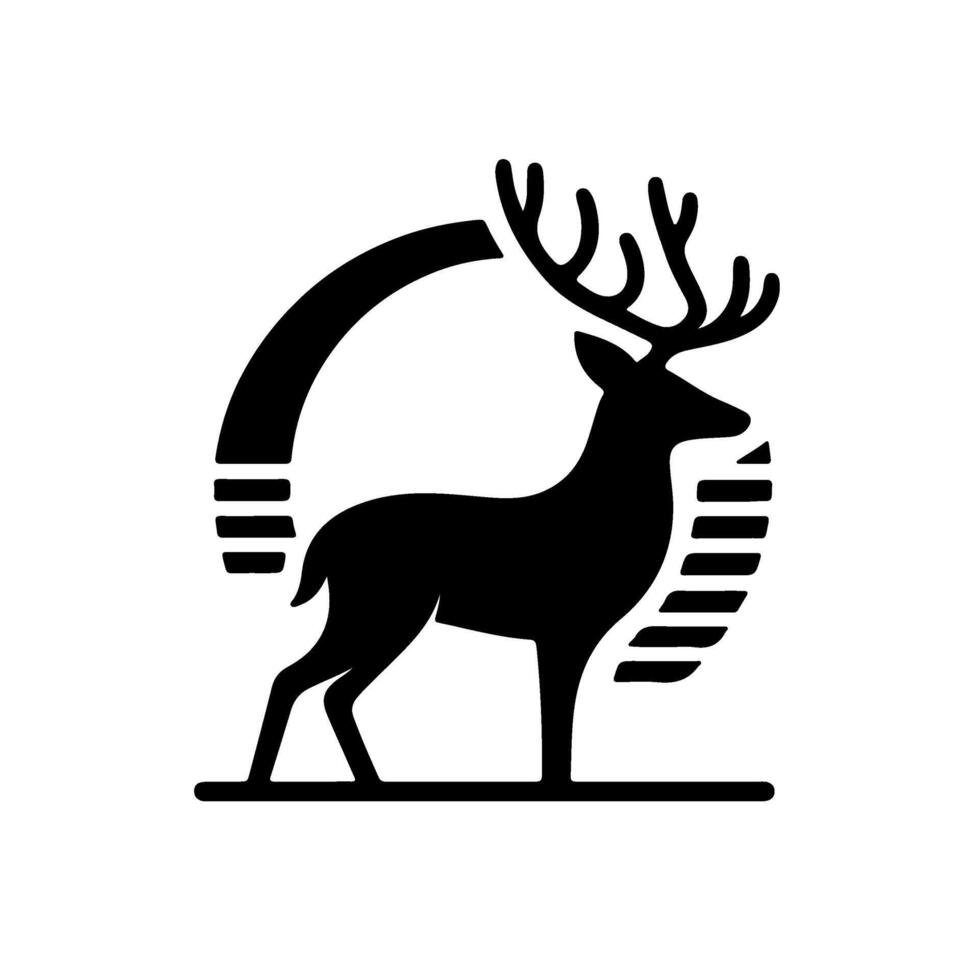 Deer icon, black and white, on white background vector
