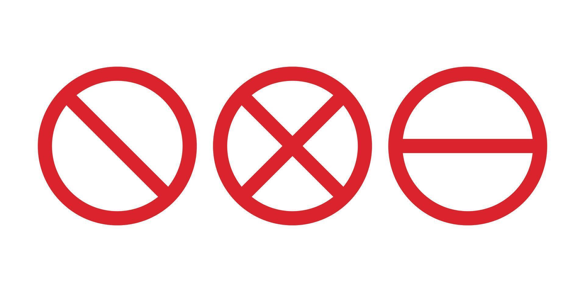 Set of close icon sign. Stop road prohibition sign isolated on white. vector