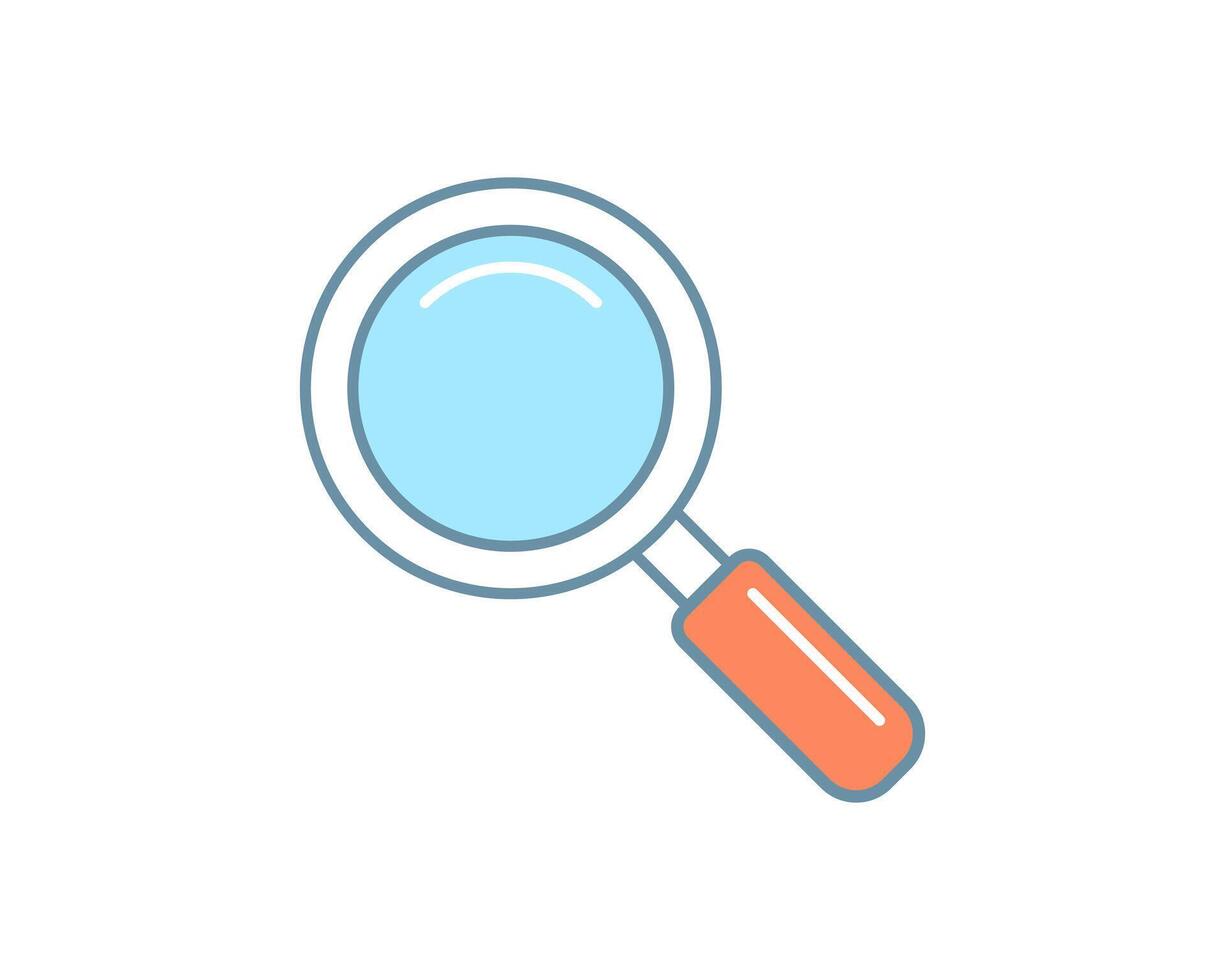 Clean, modern magnifying glass icon. Perfect for websites, apps, or presentations needing a search, explore, or discovery element. Versatile design suitable for various projects. vector