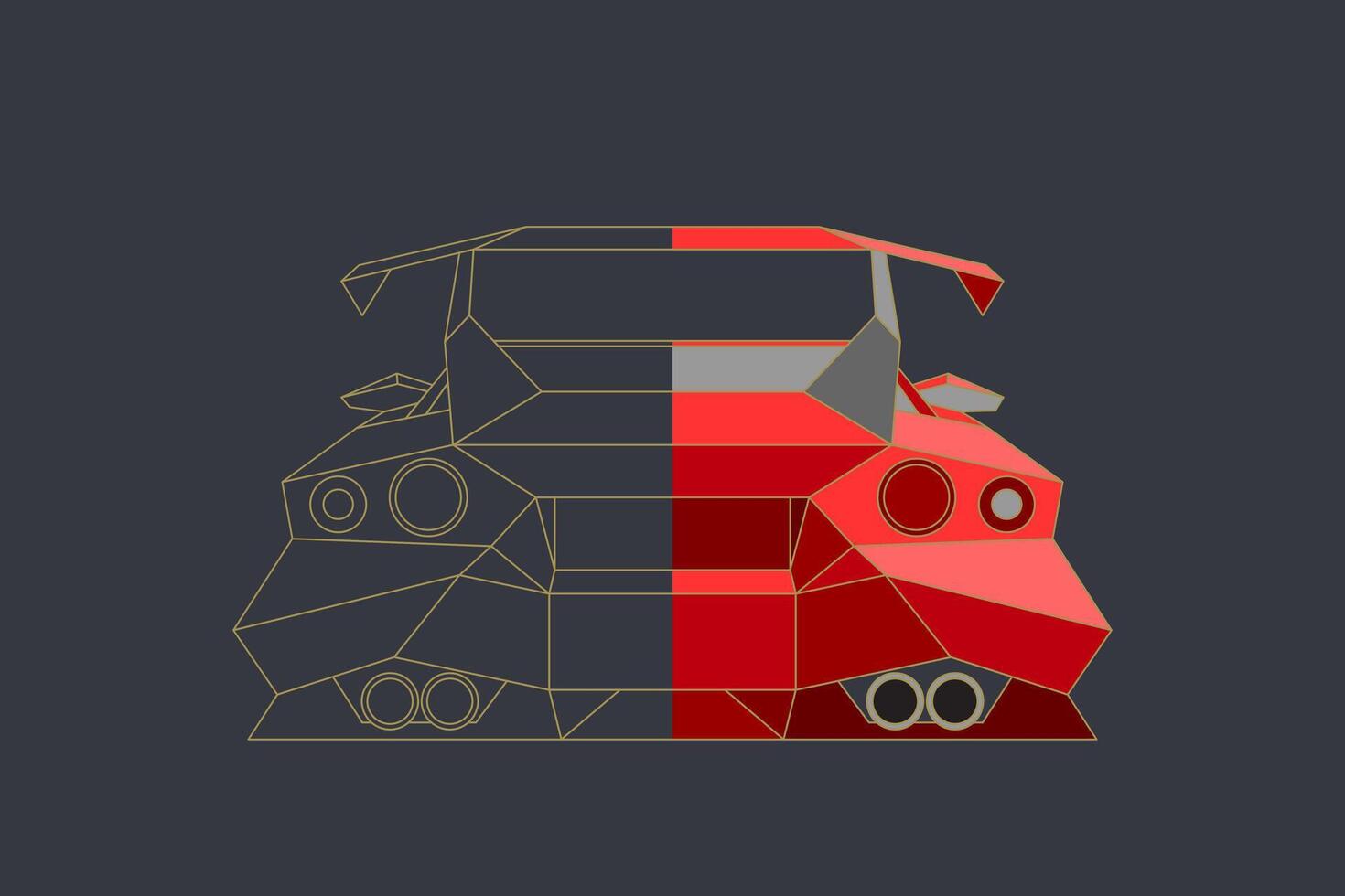 Racing car modern style. Polygonal and linear designs. Template for printing. illustration. vector