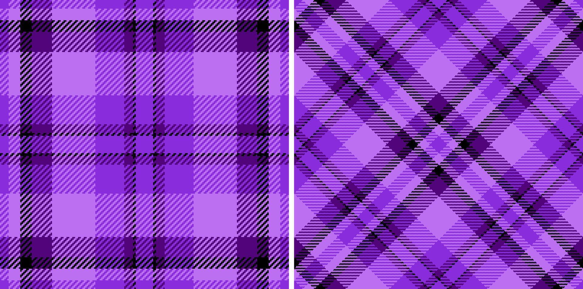 Fabric seamless of plaid texture tartan with a pattern check textile background. Set in night colors for herringbone patterns in fashion and design. vector