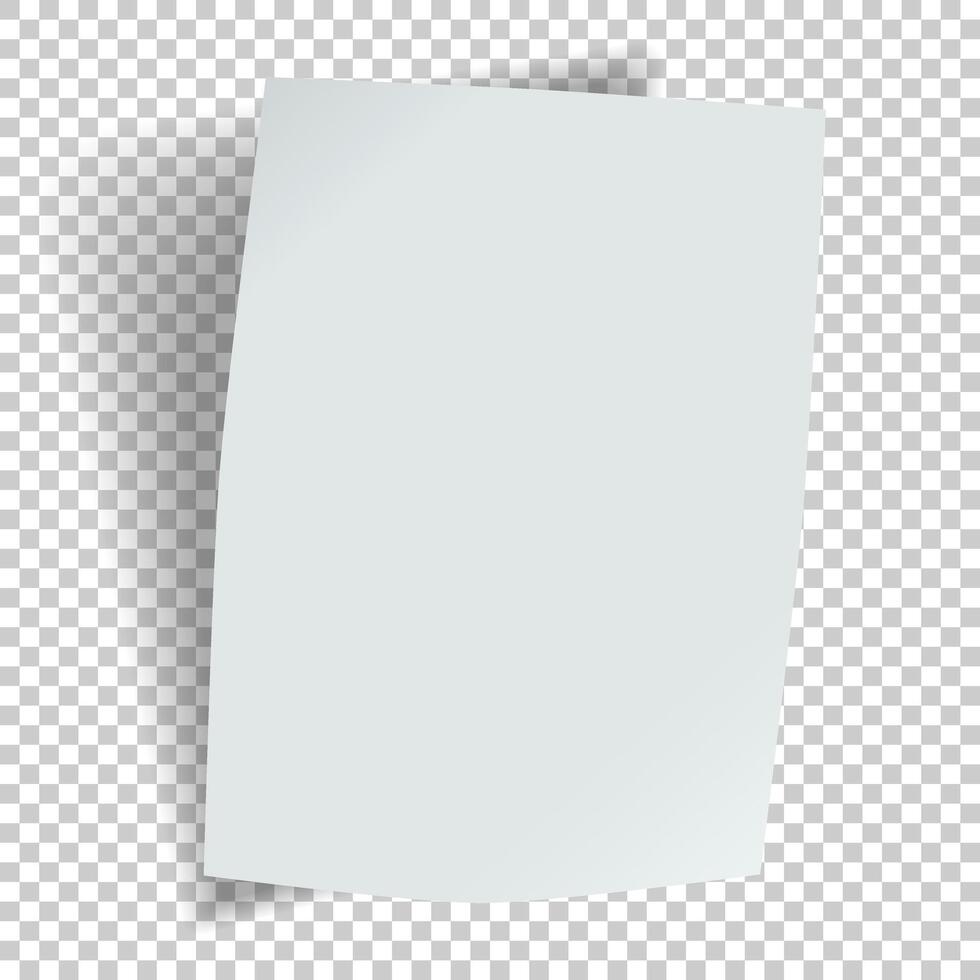 Sheet of paper with a bend and shadow. illustration. vector