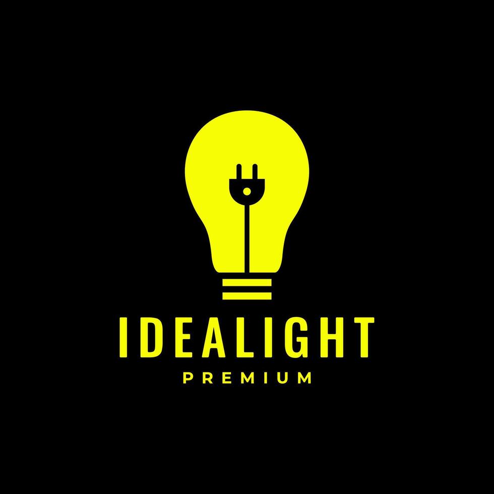 light lamp idea creative electric plug modern colorful shine simple minimal logo design icon illustration vector