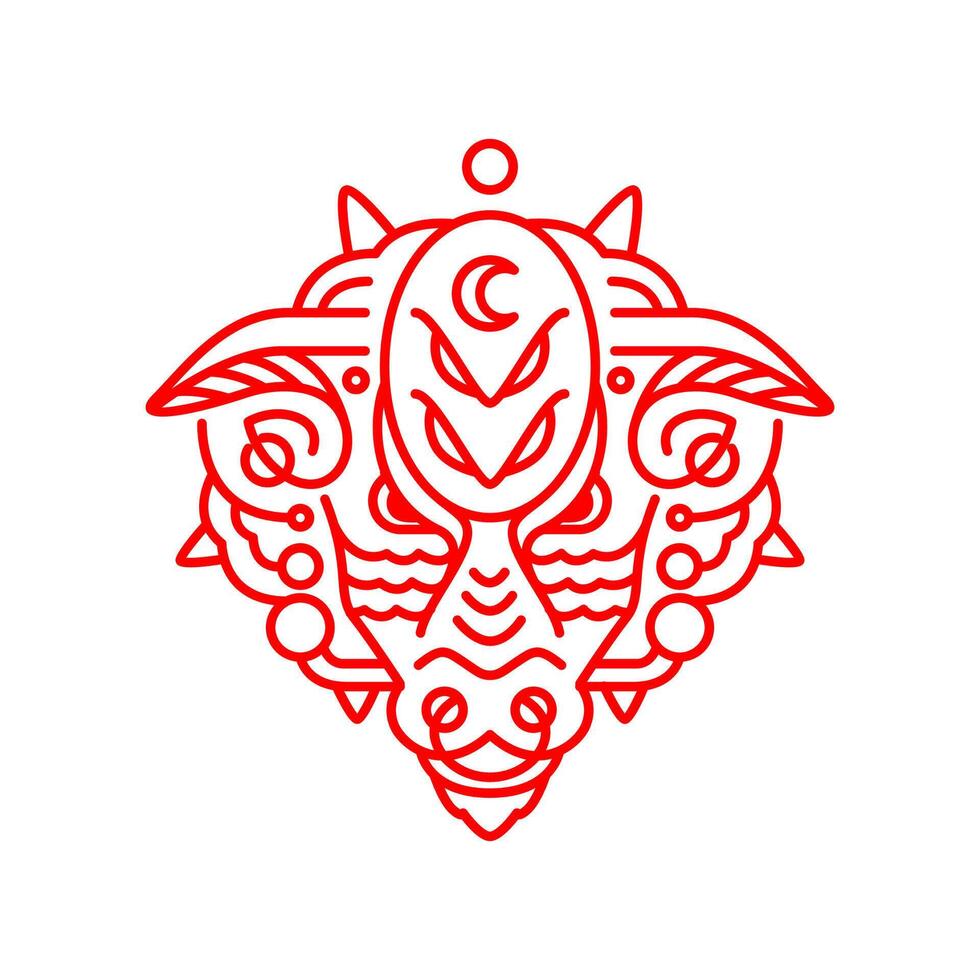 head dragon myth creature animal legend line style ornament logo design icon illustration vector